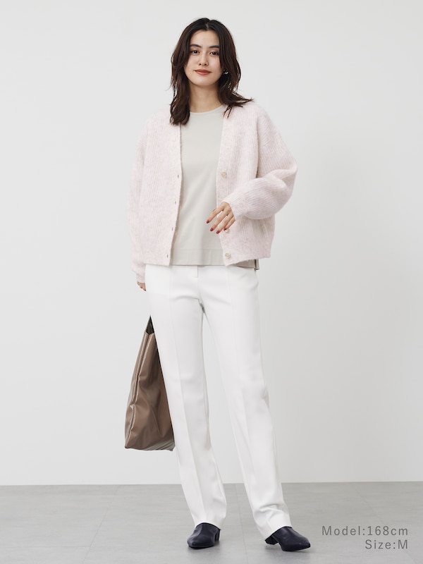 【丈長め】スリムストレートパンツ（シェイプリザーブ）