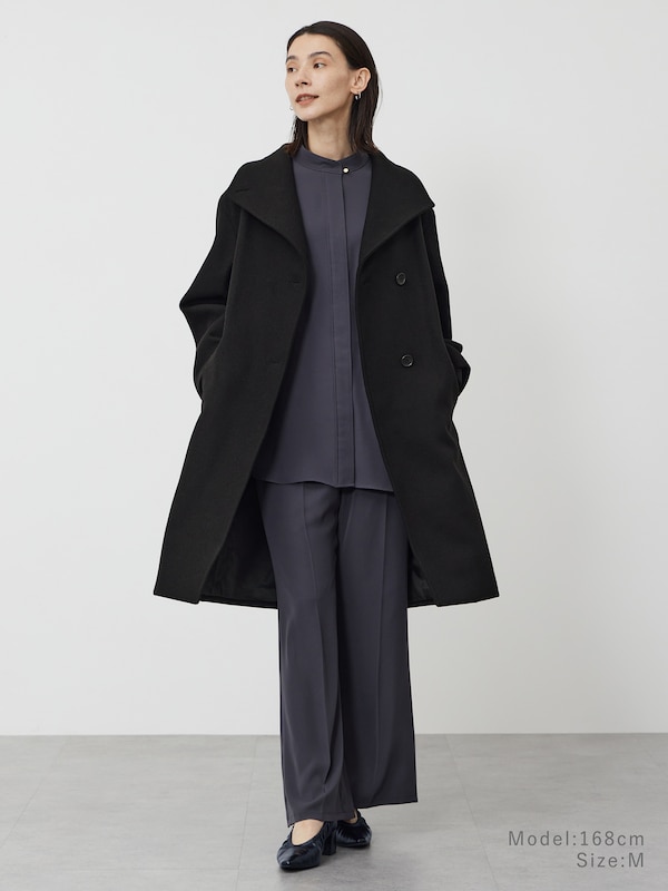 バックサテンイージーフレアパンツ