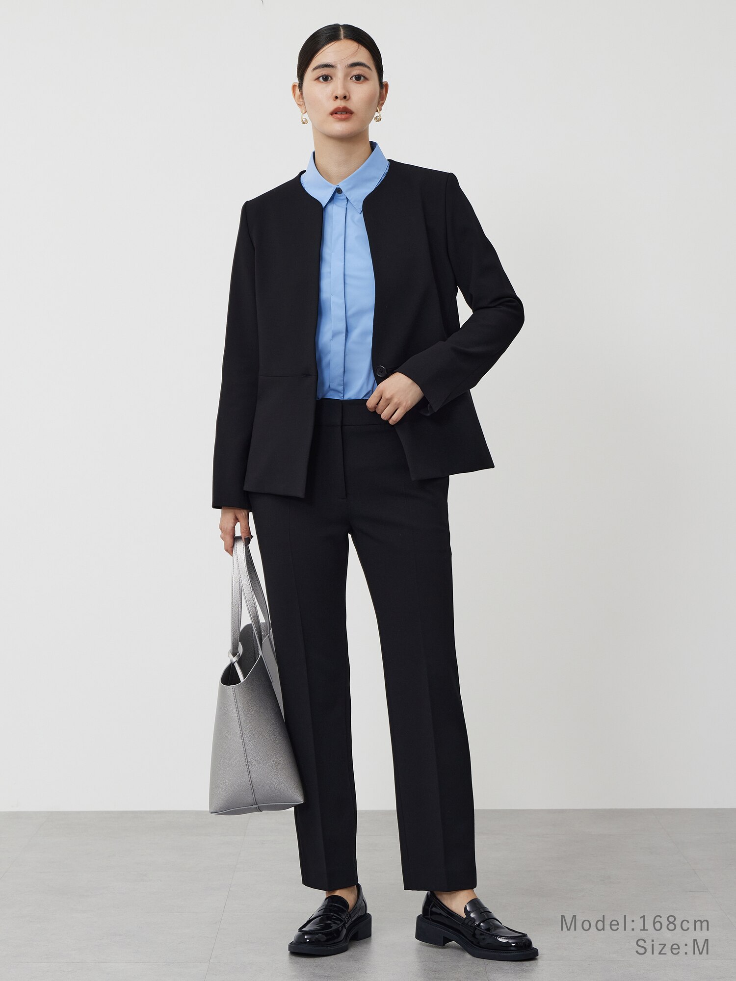 極美品❤︎PLST ウォームリザーブ カラーレスジャケット パンツ セット 紺 PLST(プラステ)公式 | ウォームリザーブカラーレスジャケット