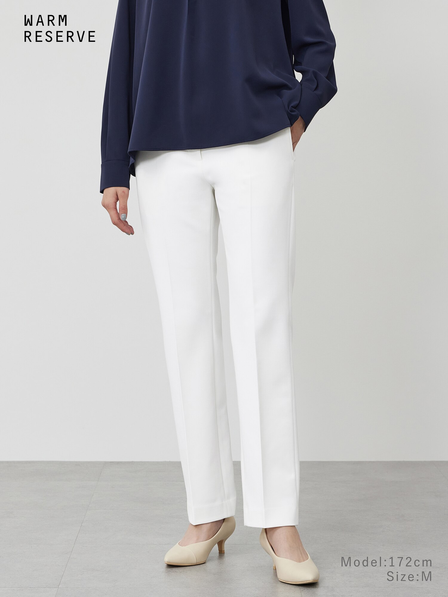 PLST プラステ ウォームリザーブ スティックパンツ M 白 PLST(プラステ)公式 | 【丈長め】スティックパンツ（ウォームリザーブ）