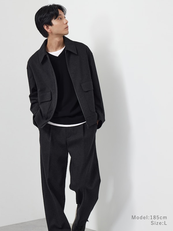 メリノウールブレンドVネックセーター