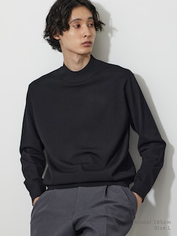 メリノウールブレンドモックネックセーター