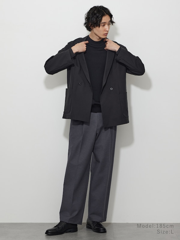 メリノウールブレンドモックネックセーター