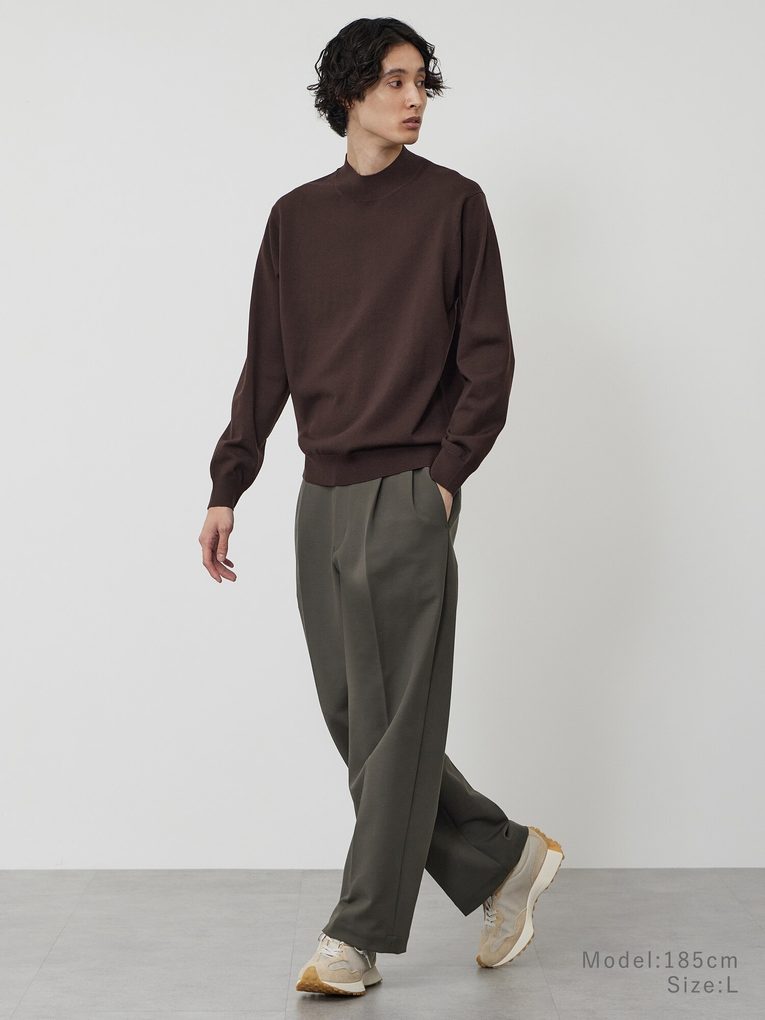 【新品】PLST メリノウールブレンドモックネック L 08 DARK GRAY PLST - 25新作 PLSTプラステメリノウールブレンドモックネックセーター