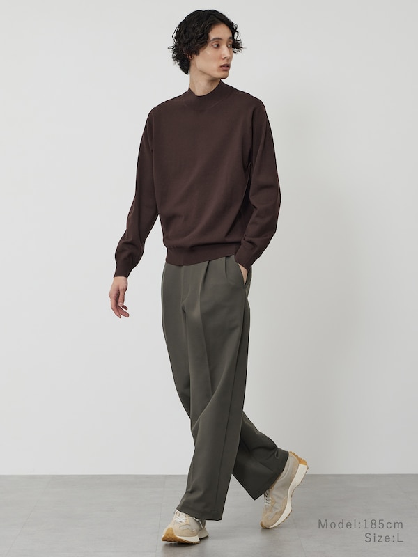 メリノウールブレンドモックネックセーター