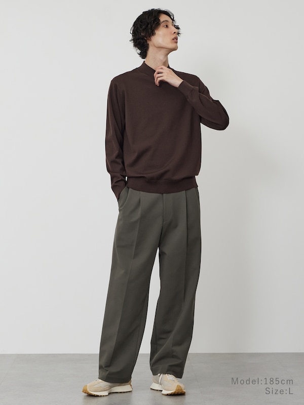 メリノウールブレンドモックネックセーター