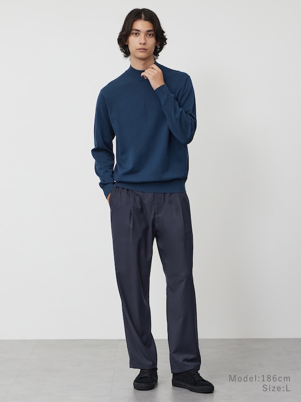 メリノウールブレ��ンドモックネックセーター