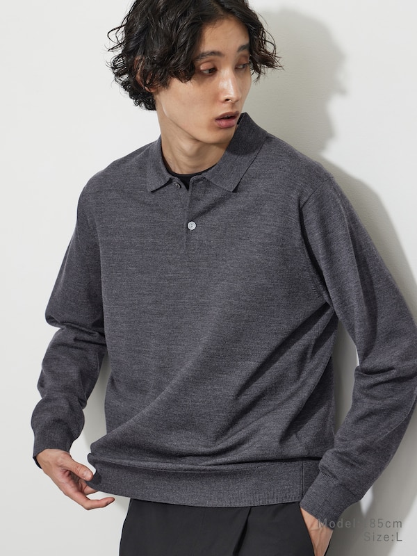メリノウールブレンドポロシャツ