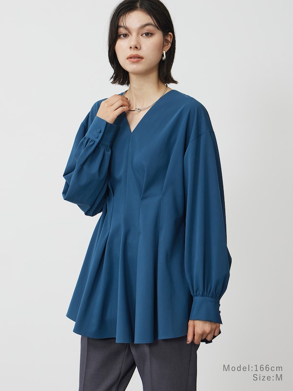 Vネックペプラムブラウス