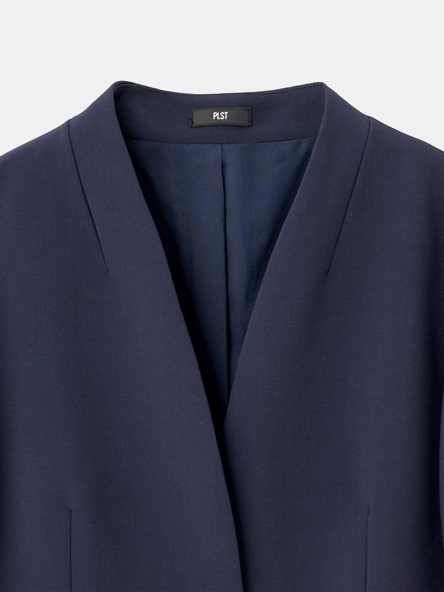 【新品タグ付き】プラステ ウォームリザーブカラーレスジャケット ネイビー L PLST(プラステ)公式 | ウォームリザーブカラーレスジャケット