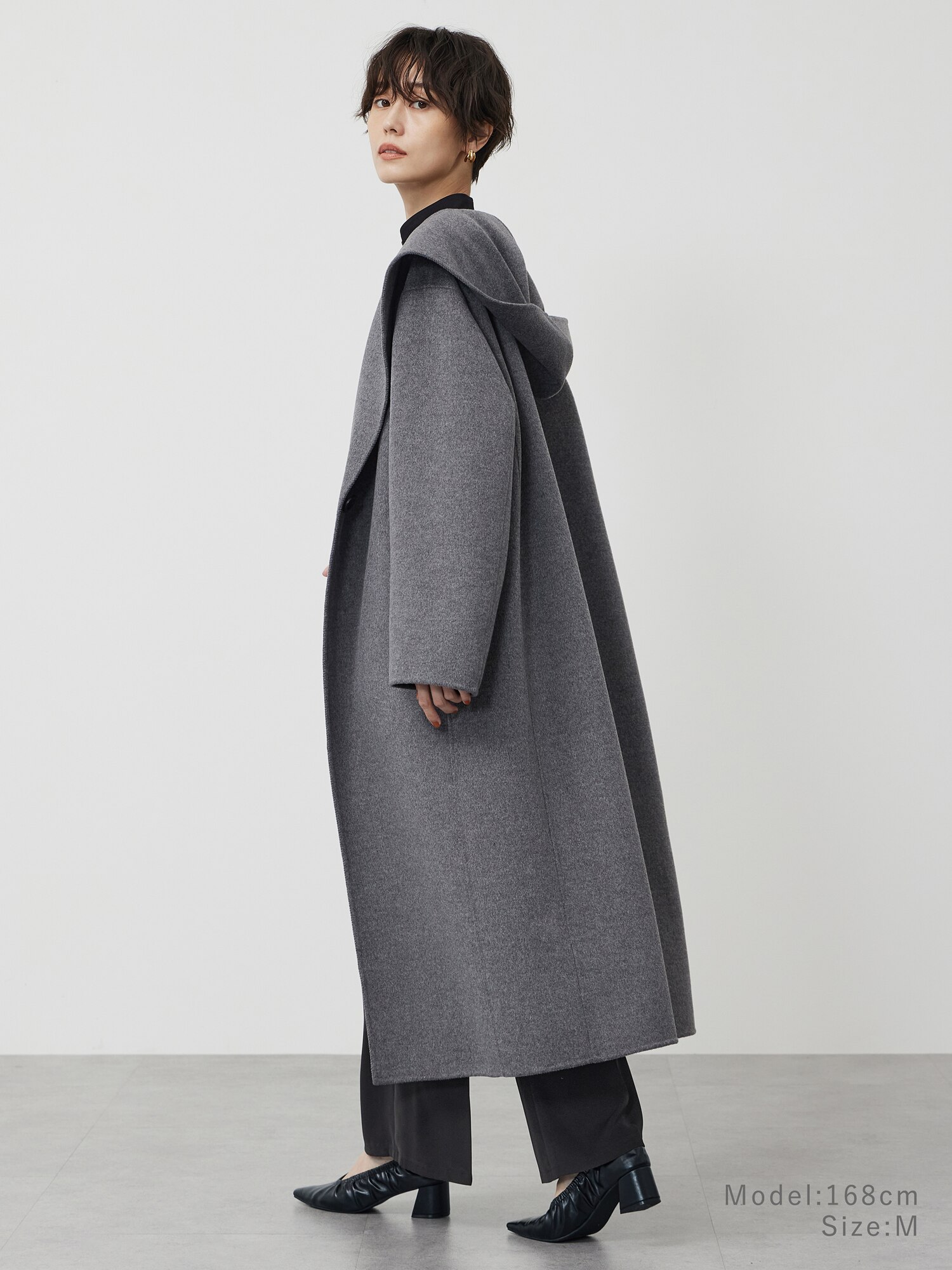PLST 新作　ウールブレンドリバーフーディーコート PLST(プラステ)公式 | ウールブレンドリバーフーディーロングコート