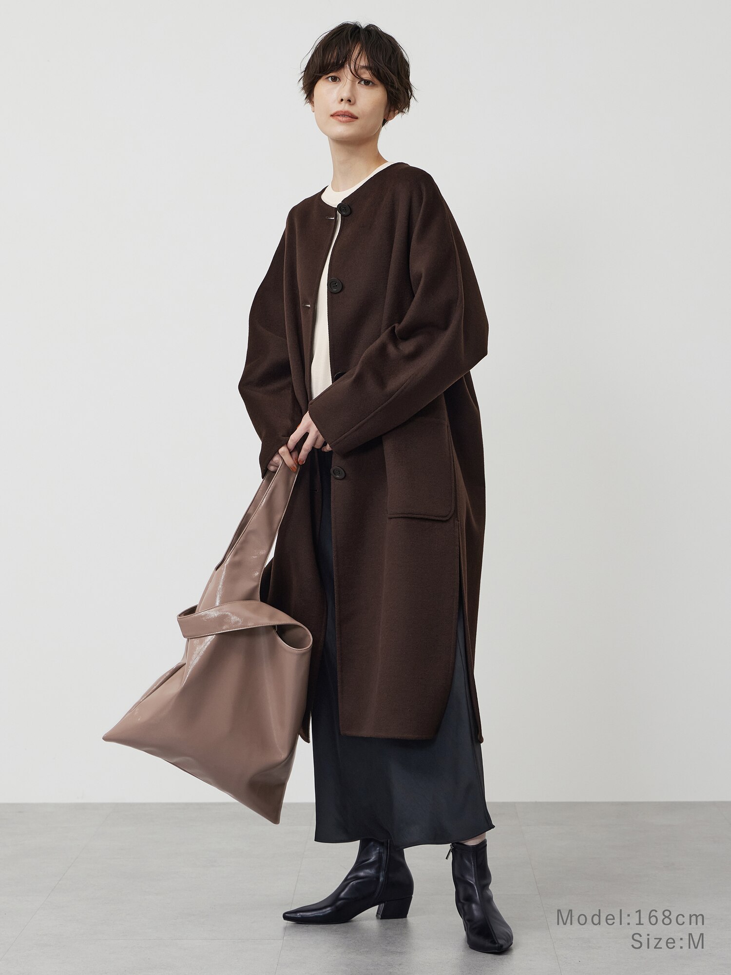 853【美品】PLST ブラステ ロング ダウコート ビッグカラー 黒 S PLST(プラステ)公式 | マンテコチェスターロングコート