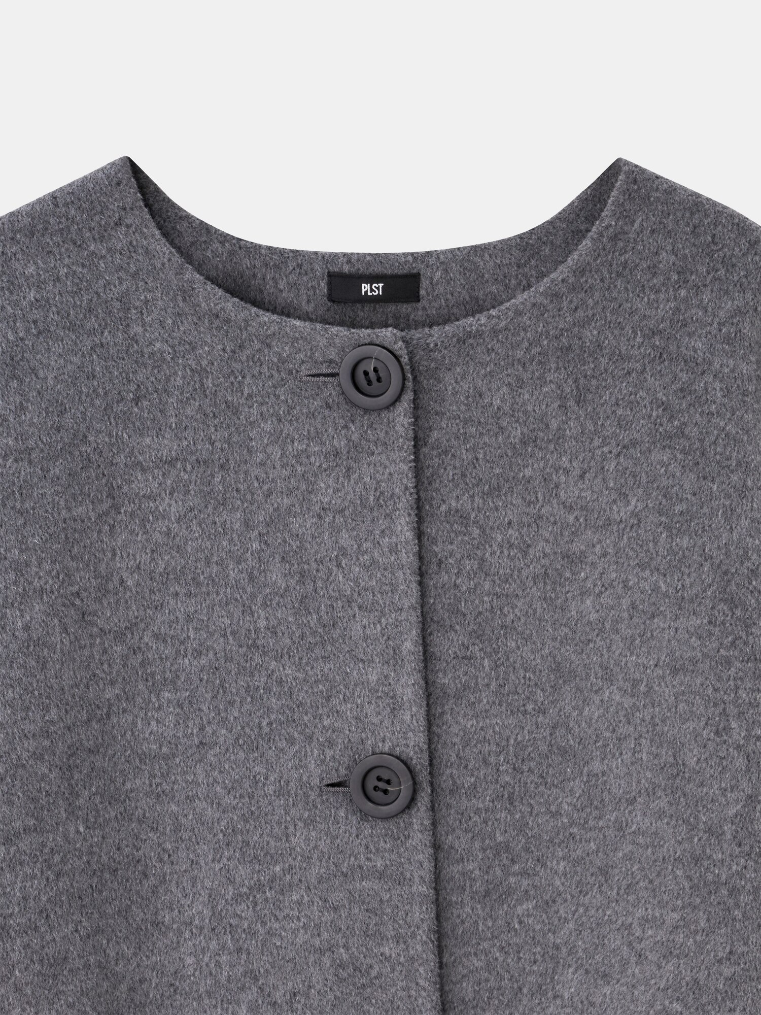 PLST(プラステ)公式 | ウールブレンドリバーカラーレスロングコート