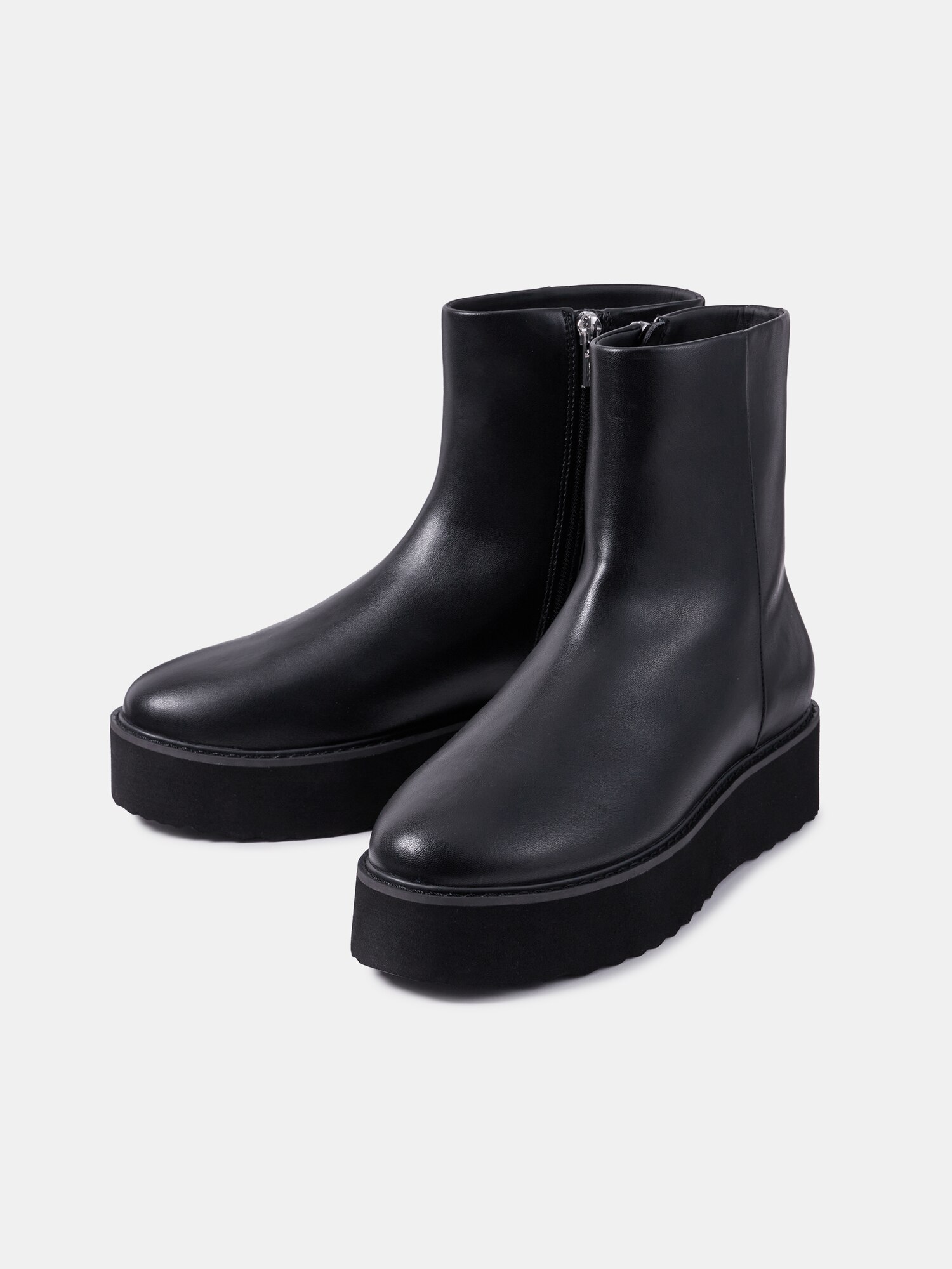 ブラックプラットフォームブーツ プラットフォームサイドゴアブーツ(1 BLACK): : ウィメンズ