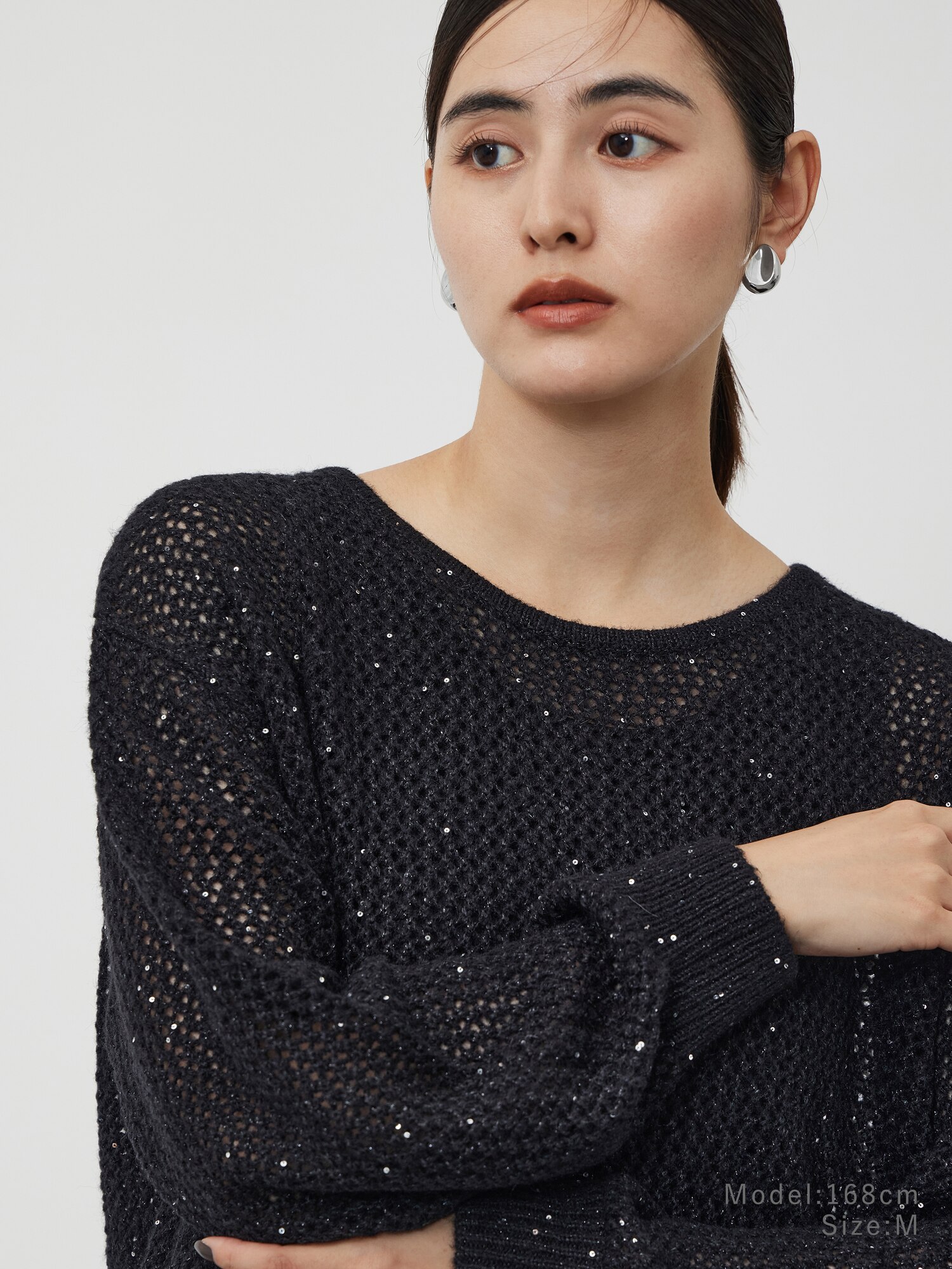 スパンコールメッシュセーター​