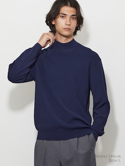 UVカットレーヨンブレンドモックネックセーター