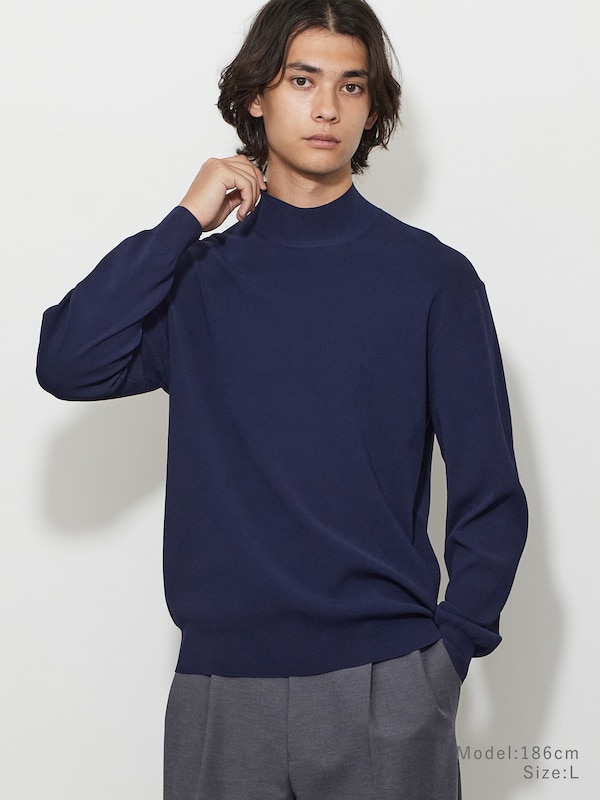 UVカットレーヨンブレンドモックネックセーター