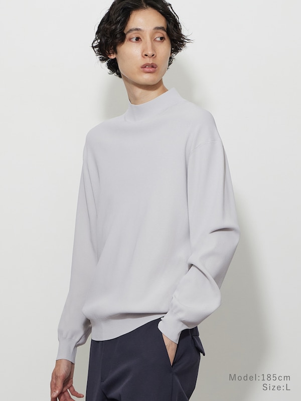 UVカットレーヨンブレンドモックネックセーター