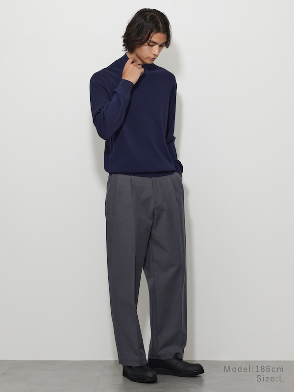 UVカットレーヨンブレンドモックネックセーター