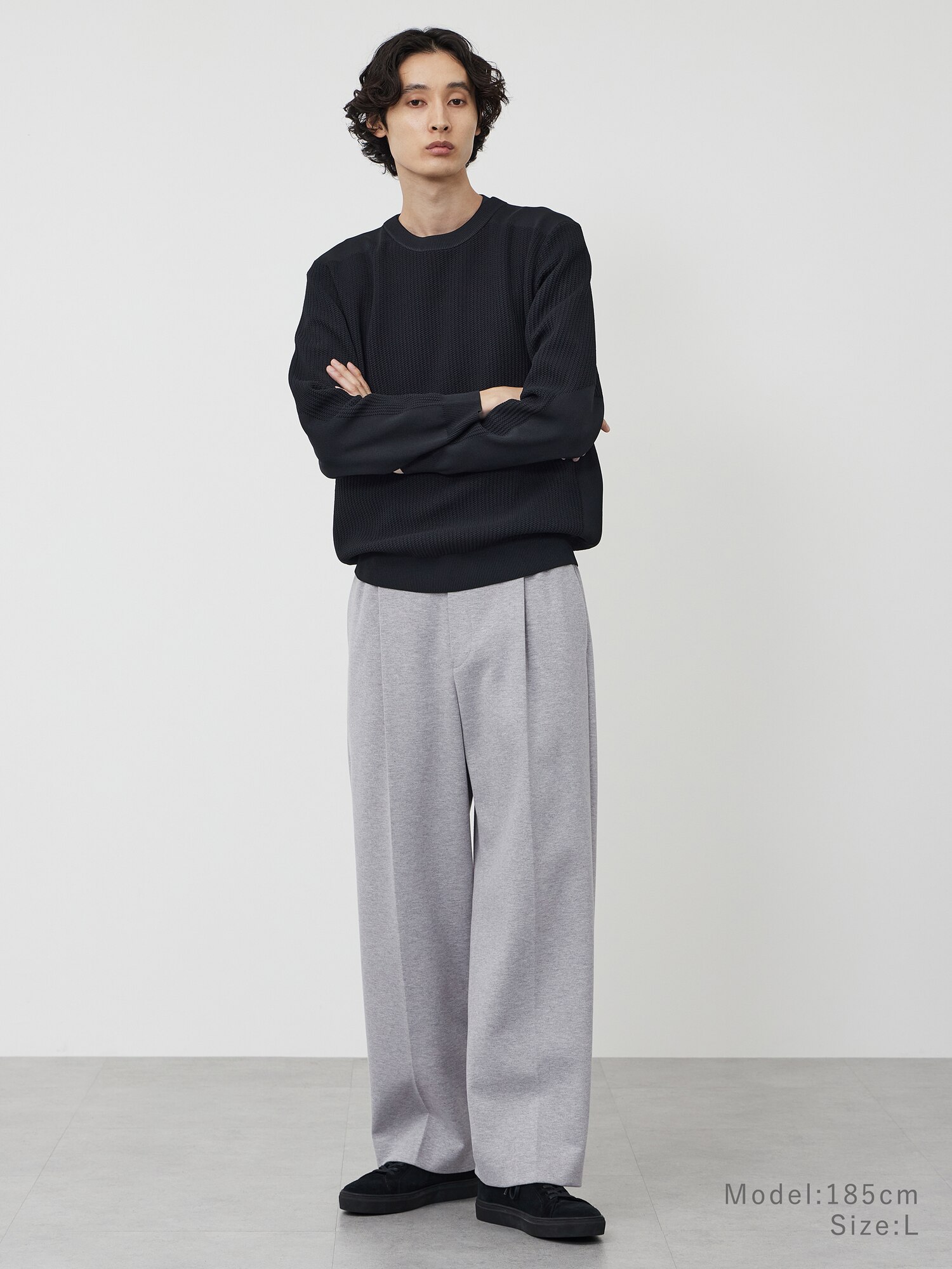 PLST プレシャスニットメルトンワイドパンツ　スラックス イージーパンツ PLST(プラステ)公式 | プレシャスニットメルトンワイドパンツ