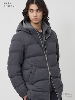 ストレッチノンキルトフーデットパデッドジャケット