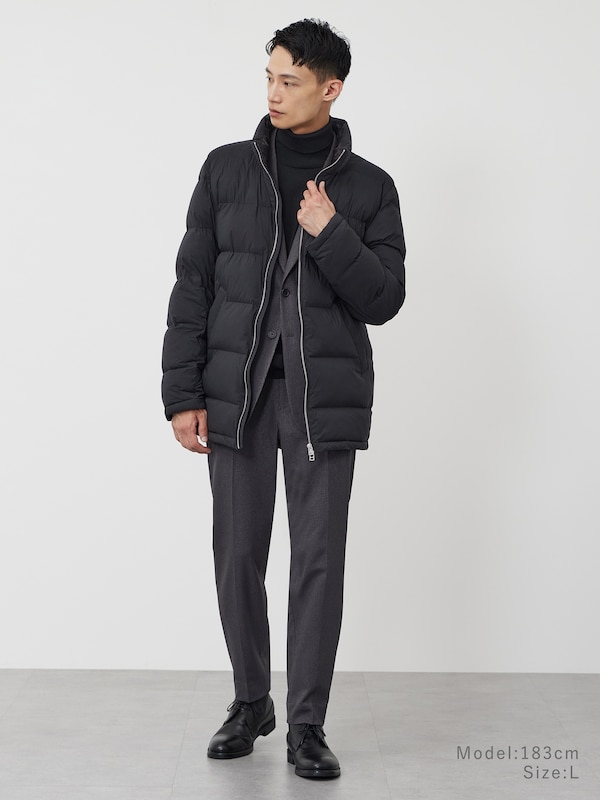 ストレッチノンキルトフーデットパデッドジャケット
