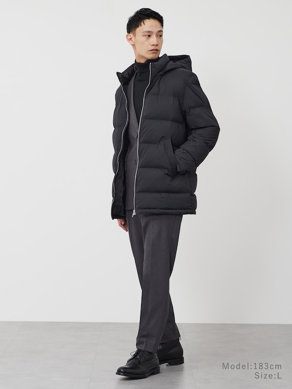 ストレッチノンキルトフーデットパデッドジャケット