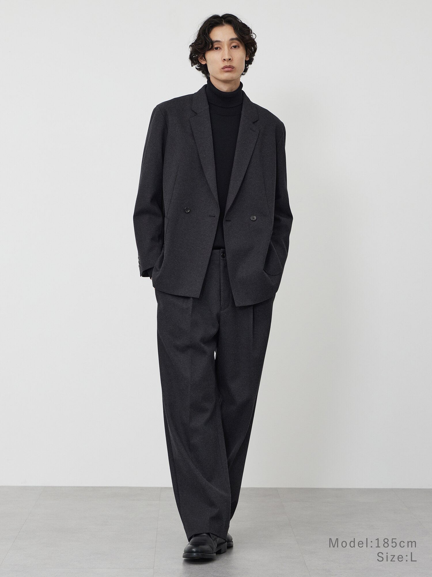 プレシャスニットメルトンダブルブレストコート ダークグレー　ヘリンボーン PLST(プラステ)公式｜秋の日常に、頼れる一枚 プレシャスニット