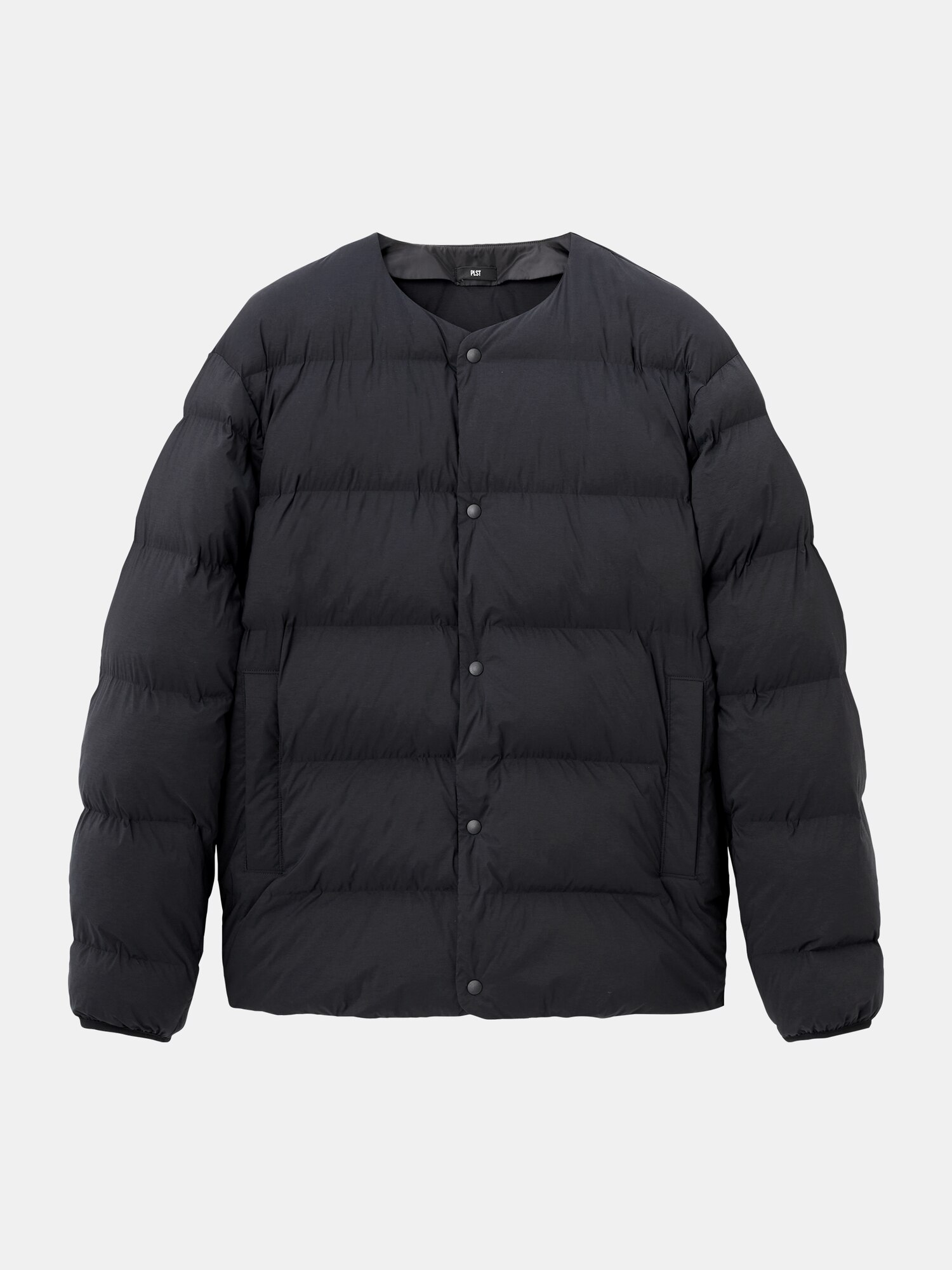 【タグ付新品】PLST ノンキルトストレッチ ダウンジャケット M プラステ ノンキルトストレッチノーカラーダウンジャケット ユニ