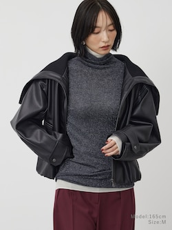 フェイクレザービッグカラーブルゾン