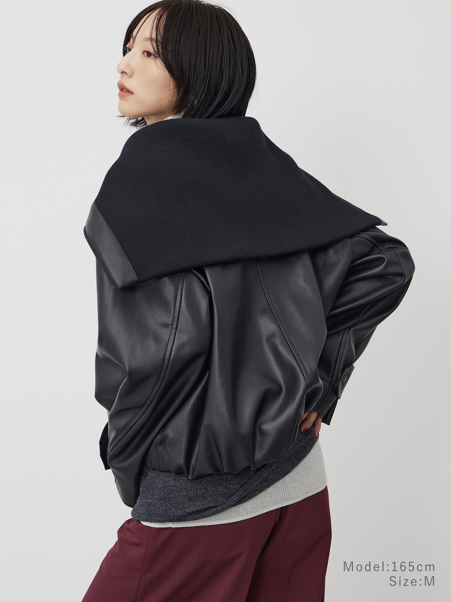 【美品】PLST プラステ フェイク レザー ブルゾン ノーカラー ジャケット PLST(プラステ)公式 | フェイクレザービッグカラーブルゾン