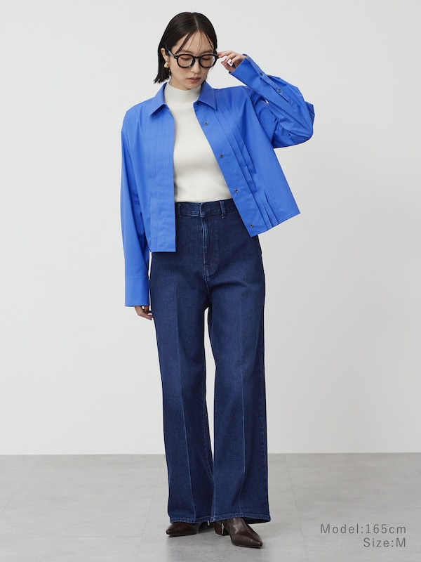 タイプライタークロップドフロントタックシャツ