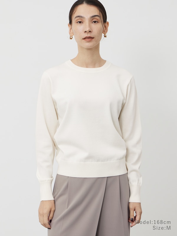 メリノウールブレンドクルーネックセーター