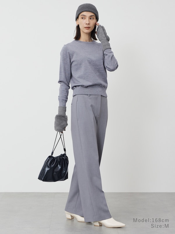 メリノウールブレンドクルーネックセーター