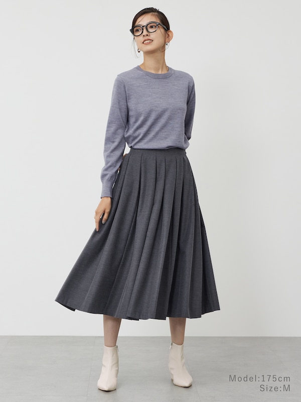 メリノウールブレンドクルーネックセーター