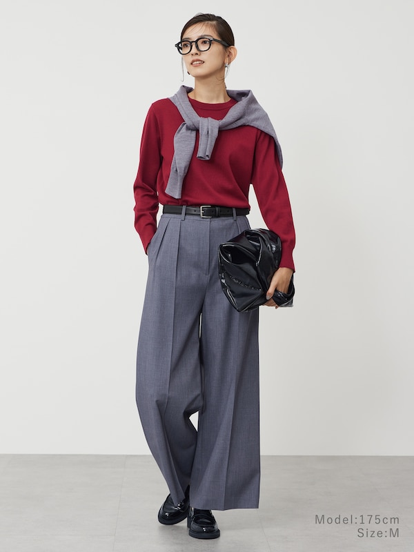 メリノウールブレンドクルーネックセーター