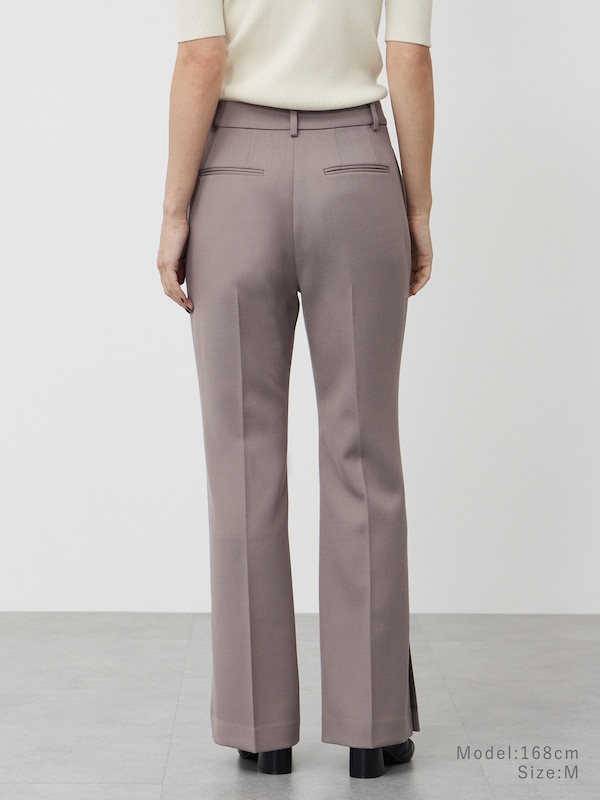 ウールブレンドカルゼスリットフレアパンツ