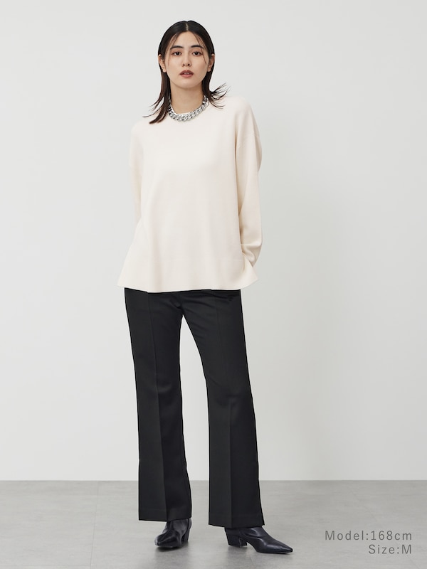 ウールブレンドカルゼスリットフレアパンツ