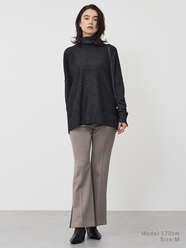 ウールブレンドカルゼスリットフレアパンツ