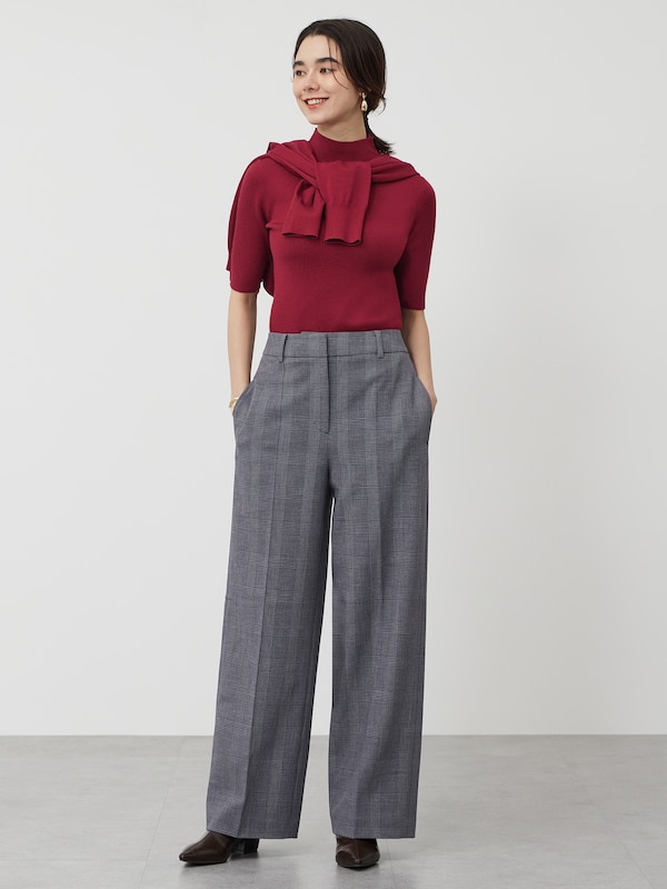 ワイドパンツ（ウォームリザーブ）チェック