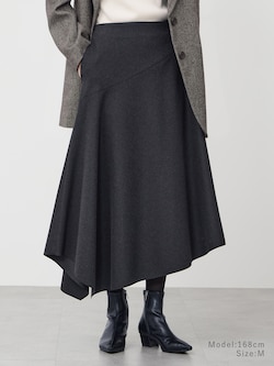 プレシャスニットメルトンアシンメトリースカート