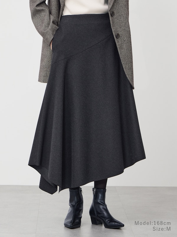 プレシャスニットメルトンアシンメトリースカート