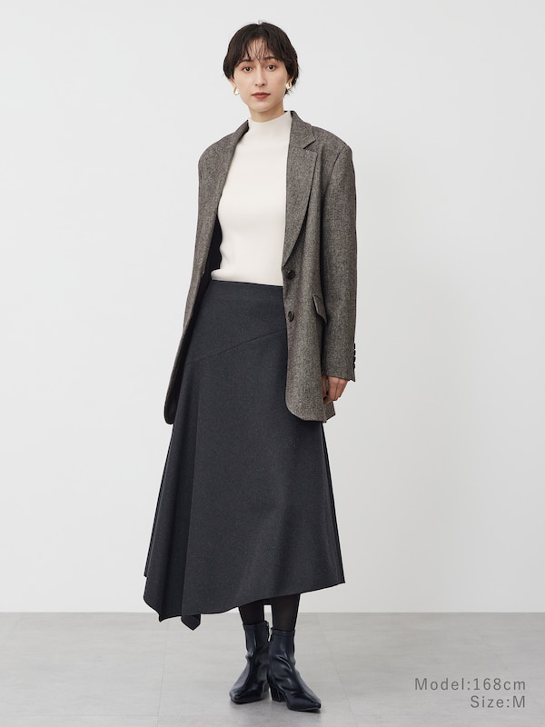プレシャスニットメルトンアシンメトリースカート