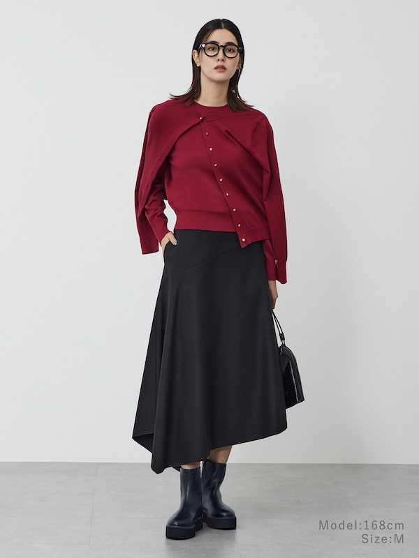 プレシャスニットメルトンアシンメトリースカート