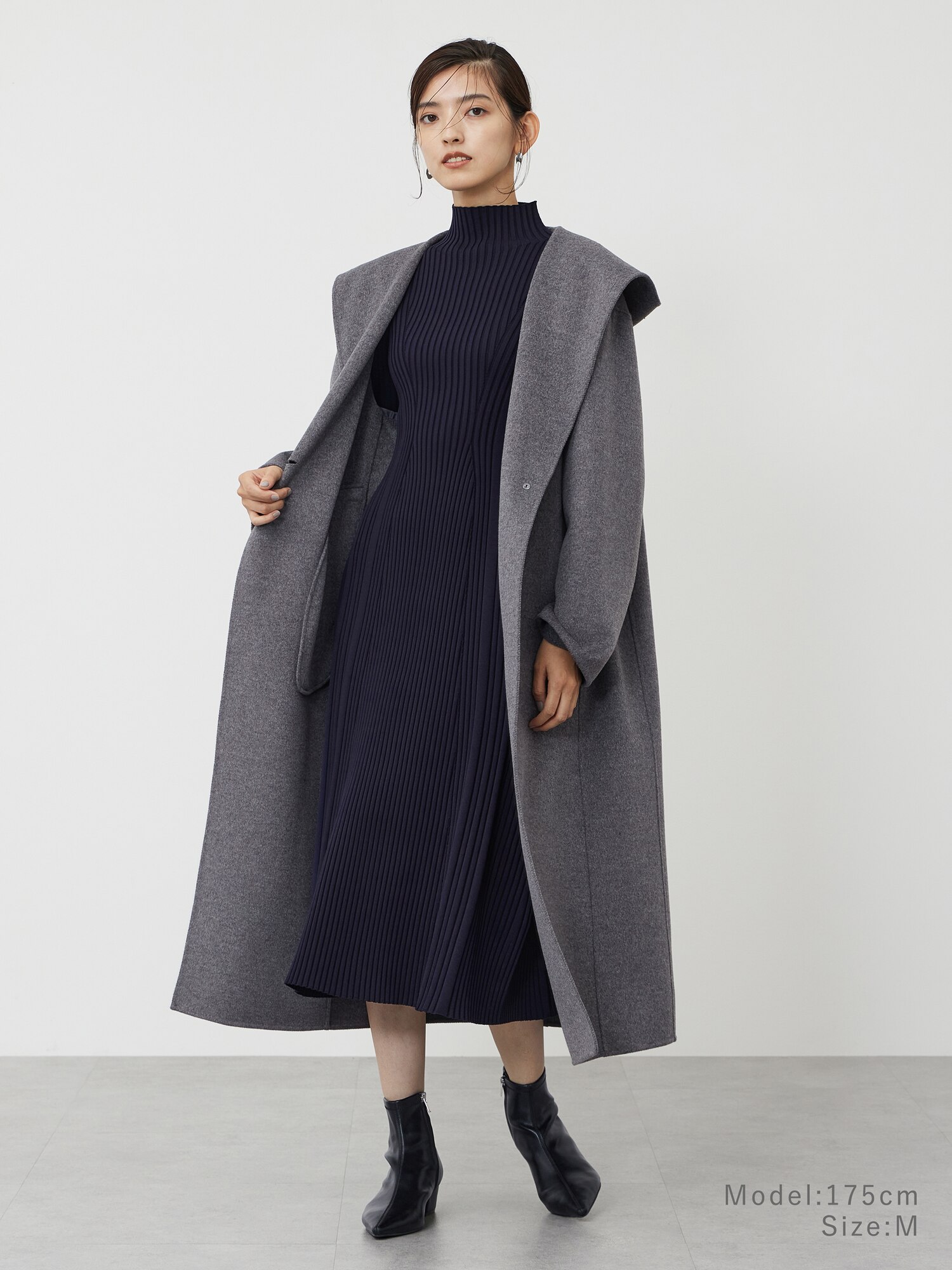 PLST プラステ ホールガーメントニット Vネックワンピース S プラステ