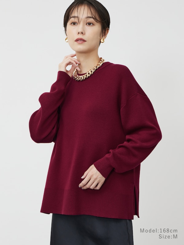 ウールミックススムースクルーネックセーター