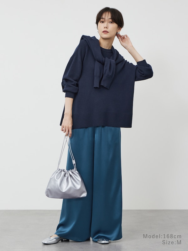 ウールミックススムースクルーネックセーター