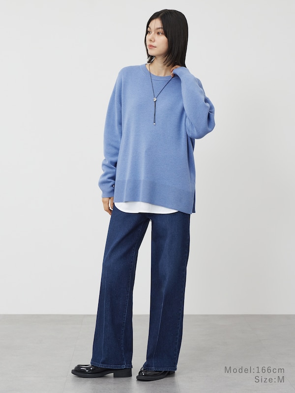 ウールミ��ックススムースクルーネックセーター