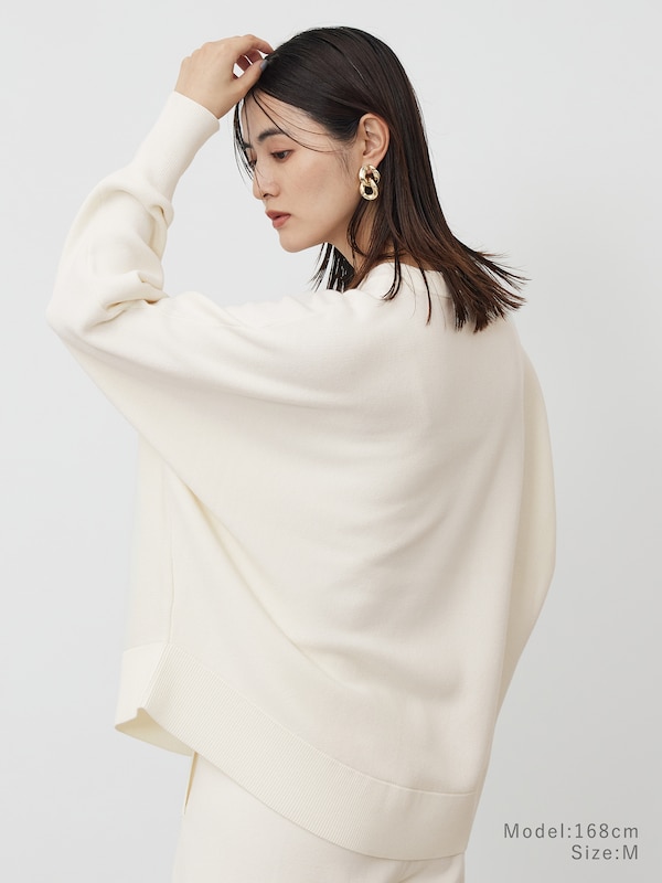 ウールミックススムースVネックセーター