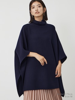 ウールコットンブレンドポンチョセーター
